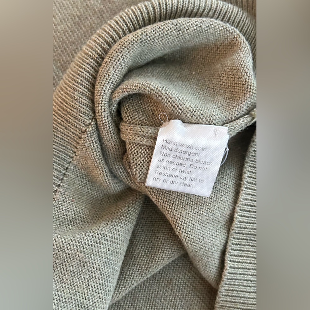 Saks Fifth Avenue Tan Brown sz L Cotton Blend Mock Neck Sweater EUC Stretch VTG - Picture 5 of 16